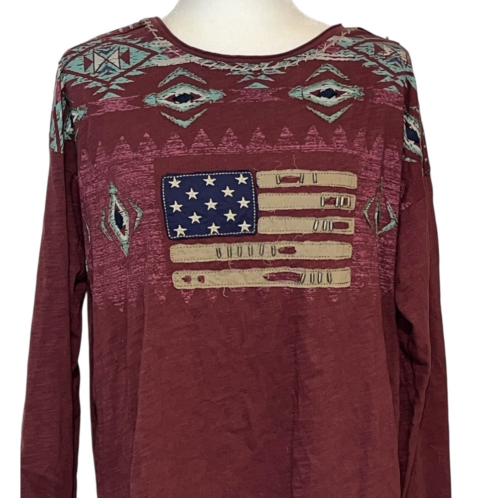 Double D Ranch Mauve Southwestern Graphic Tee with Turquoise & Navy Accents - Picture 2 of 10